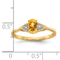14K Yellow Gold 6x 4 Oval November Citrine and Diamond Ring view 3