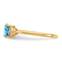 14K Yellow Gold 6x 4 Oval December Blue Topaz and Diamond Ring view 4