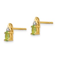 14K 5x3 Oval August Peridot and Diamond Post Earrings view 2