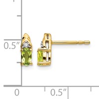 14K 5x3 Oval August Peridot and Diamond Post Earrings view 4