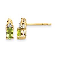 14K 5x3 Oval August Peridot and Diamond Post Earrings view 1