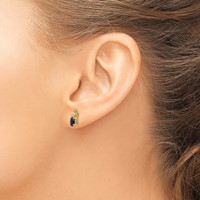 14K 5x3 Oval September Sapphire and Diamond Post Earrings view 3