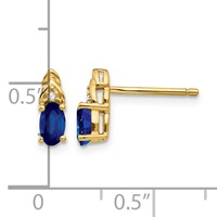 14K 5x3 Oval September Sapphire and Diamond Post Earrings view 4