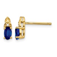14K 5x3 Oval September Sapphire and Diamond Post Earrings view 1