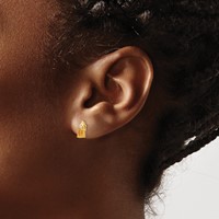 14K Yellow Gold 5x 3 Oval November Citrine and Diamond Post Earrings view 3