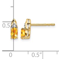 14K Yellow Gold 5x 3 Oval November Citrine and Diamond Post Earrings view 4