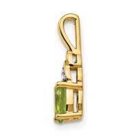 14K 6x4 Oval August Peridot and Diamond Pendant view 2