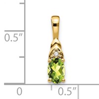 14K 6x4 Oval August Peridot and Diamond Pendant view 3