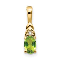 14K 6x4 Oval August Peridot and Diamond Pendant view 1