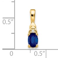 14K Yellow Gold 6x 4 Oval September Sapphire and Diamond Pendant view 3