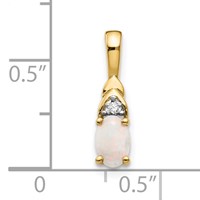 14K Yellow Gold 6x 4 Oval October Opal and Diamond Pendant view 3