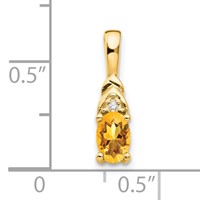 14K Yellow Gold 6x 4 Oval November Citrine and Diamond Pendant view 3
