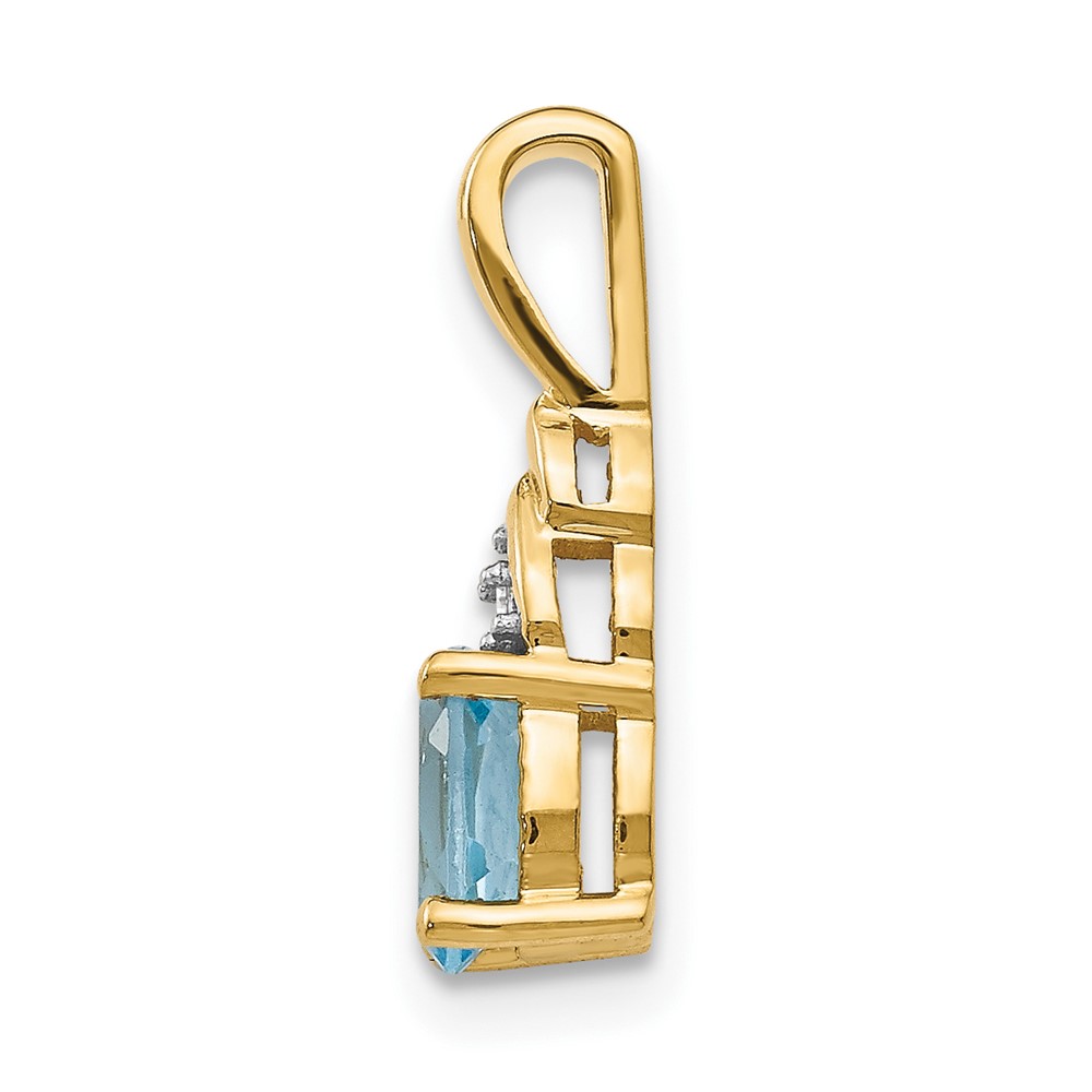 14k Blue Topaz and Diamond Pendant (XBS295)