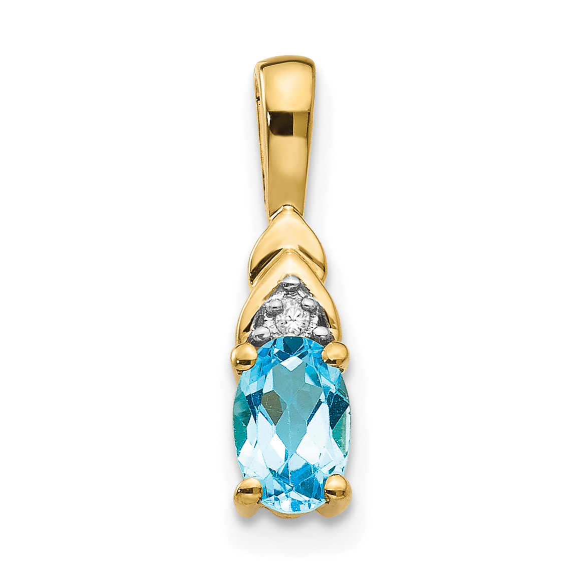 14k Blue Topaz and Diamond Pendant (XBS295)