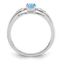 14K White Gold Aquamarine and Diamond Ring view 2