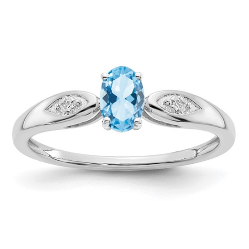 14K White Gold Aquamarine and Diamond Ring