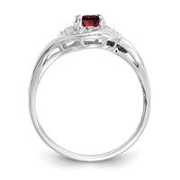 14K White Gold 6x4 Oval January Garnet and Diamond Ring view 2