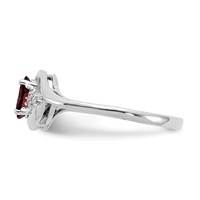 14K White Gold 6x4 Oval January Garnet and Diamond Ring view 4