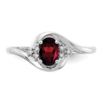 14K White Gold 6x4 Oval January Garnet and Diamond Ring view 5