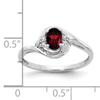 14K White Gold 6x4 Oval January Garnet and Diamond Ring view 3