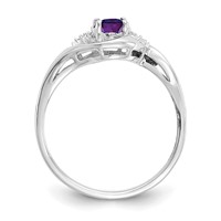 14K White Gold 6x 4 Oval February Amethyst and Diamond Ring view 2