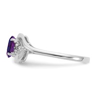 14K White Gold 6x 4 Oval February Amethyst and Diamond Ring view 4