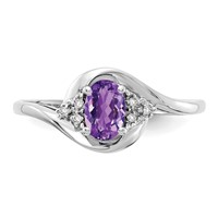 14K White Gold 6x 4 Oval February Amethyst and Diamond Ring view 5