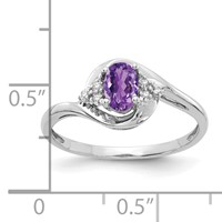 14K White Gold 6x 4 Oval February Amethyst and Diamond Ring view 3