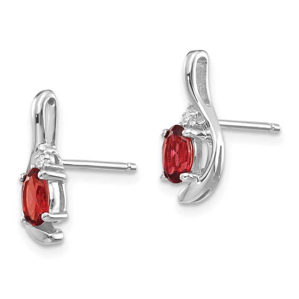 14k White Gold Garnet and Diamond Post Earrings (XBS370)