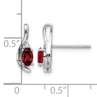 14K White Gold 5x 3 Oval January Garnet and Diamond Post Earrings view 4