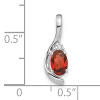 14K White Gold 6x 4 Oval January Garnet and Diamond Pendant view 3