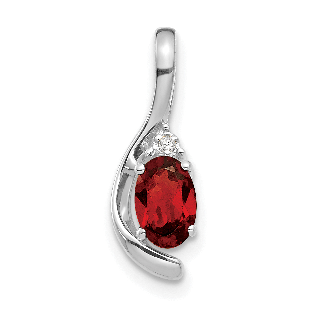 14k White Gold Garnet and Diamond Pendant (XBS372)