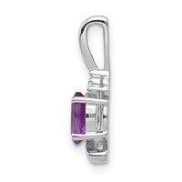 14K White Gold 6x 4 Oval February Amethyst and Diamond Pendant view 2