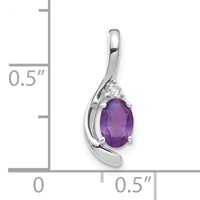 14K White Gold 6x 4 Oval February Amethyst and Diamond Pendant view 3