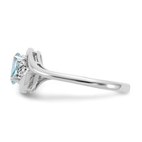 14K White Gold 6x 4 Oval March Aquamarine and Diamond Ring view 4