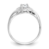 14K White Gold 6x 4 Oval April White Topaz and Diamond Ring view 2