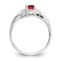 14K White Gold 6x 4 Oval July Ruby and Diamond Ring view 2