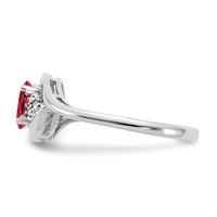 14K White Gold 6x 4 Oval July Ruby and Diamond Ring view 4