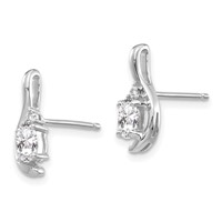 14K White Gold 5x 3 Oval April White Topaz and Diamond Post Earrings view 2