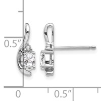 14K White Gold 5x 3 Oval April White Topaz and Diamond Post Earrings view 4