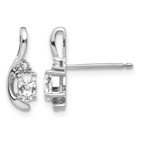 14K White Gold 5x 3 Oval April White Topaz and Diamond Post Earrings view 1