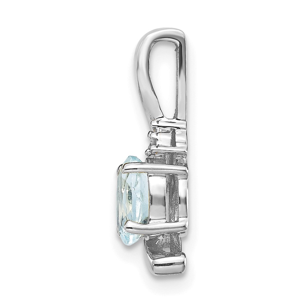 14k White Gold Aquamarine and Diamond Pendant (XBS384)