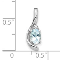 14K White Gold 6x 4 Oval March Aquamarine and Diamond Pendant view 3