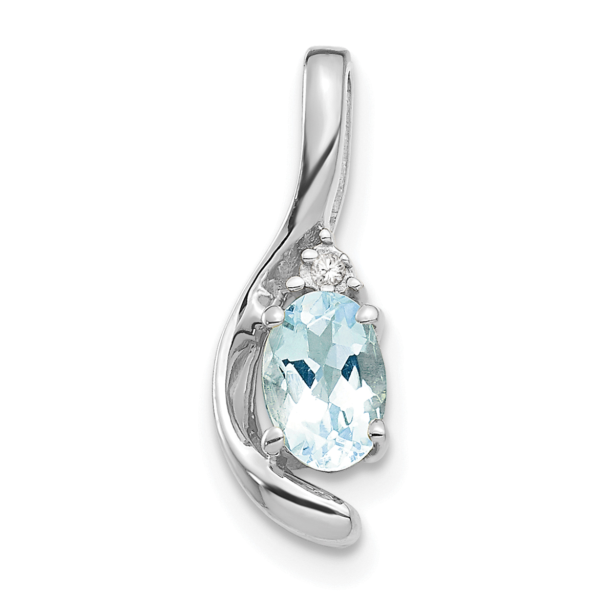 14k White Gold Aquamarine and Diamond Pendant (XBS384)