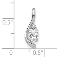 14K White Gold 6x 4 Oval April White Topaz and Diamond Pendant view 3