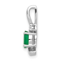 14K White Gold 6x4 Oval May Emerald and Diamond Pendant view 2