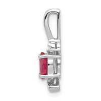 14K White Gold 6x4 Oval July Ruby and Diamond Pendant view 2