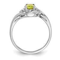 14K White Gold 6x4 Oval August Peridot and Diamond Ring view 2