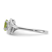 14K White Gold 6x4 Oval August Peridot and Diamond Ring view 4