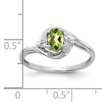 14K White Gold 6x4 Oval August Peridot and Diamond Ring view 3